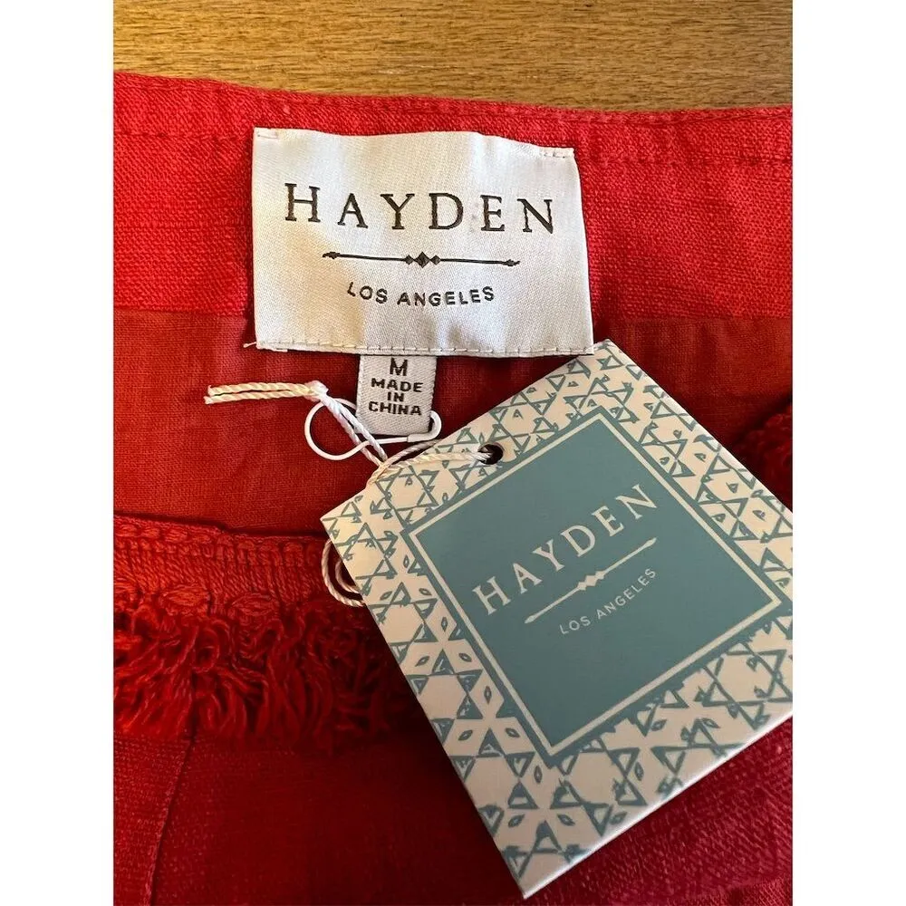 Hayden LA Women's Red Fringe Linen Mini Skirt Size M - Image 3
