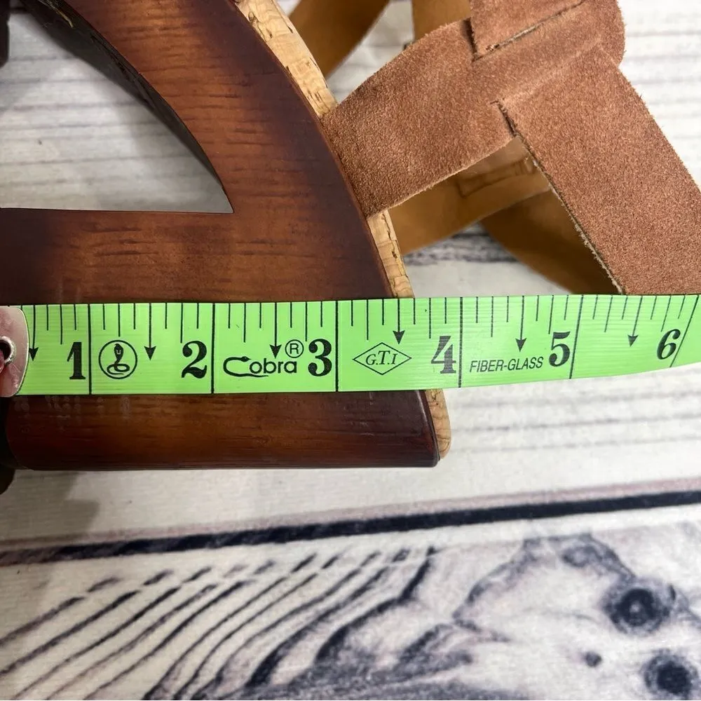 KORKS Wendy Taupe Rust Fur Suede Combo Fabric Platform Sandals 9 - Image 7