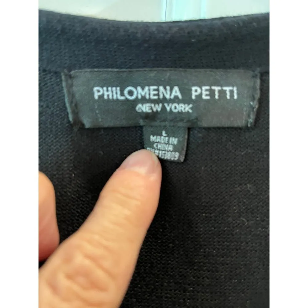 Philomena Petti New York Cardigan Sweater Black Large Open Front Academia Preppy - Image 7