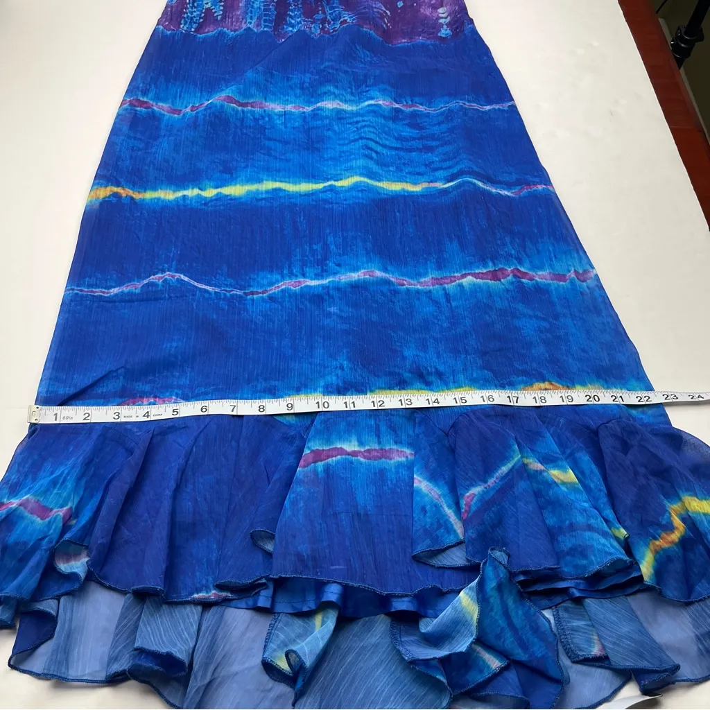 Betsey Johnson Womens Size 12 Rainbow Water‎ Spaghetti Strap Midi Dress Blue NEW - Image 12