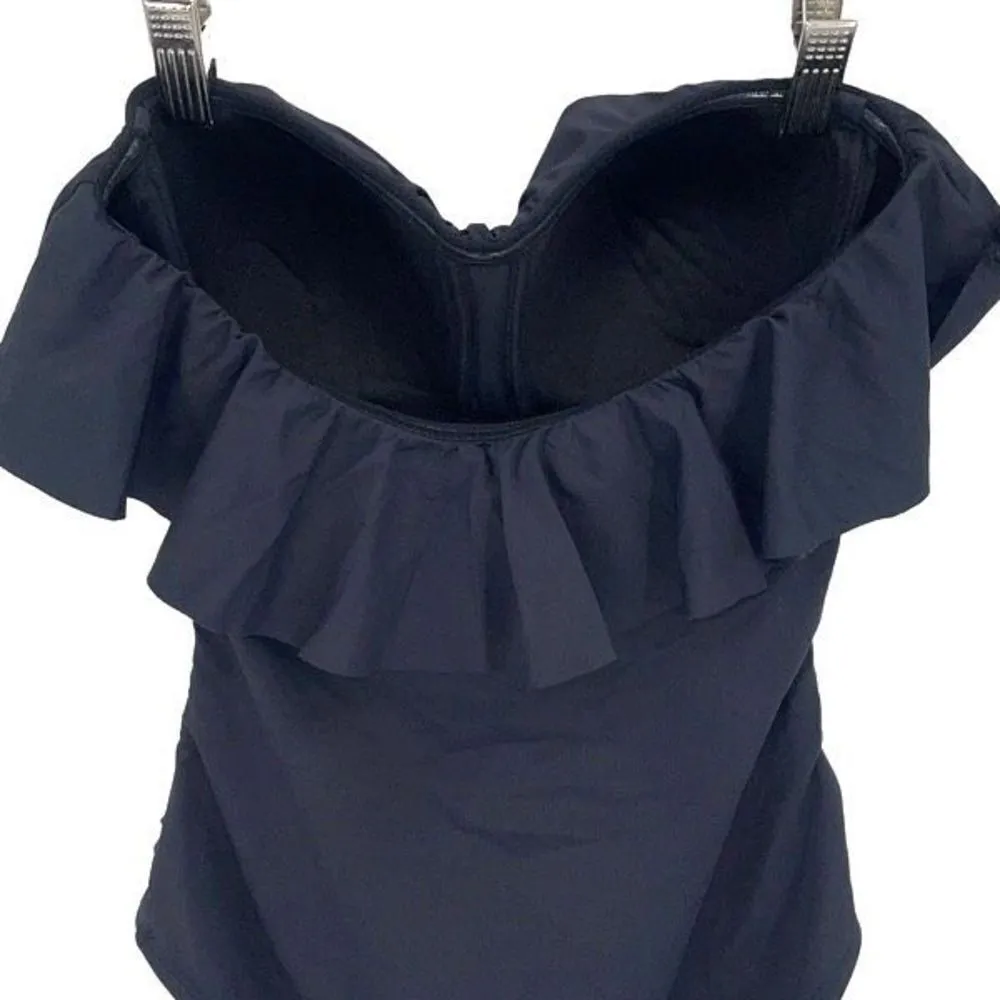Bleu Rod Beattie Womens Ruffle Bandeau Wave Runner One-Piece Swimsuit Black Sz 4 - Image 5