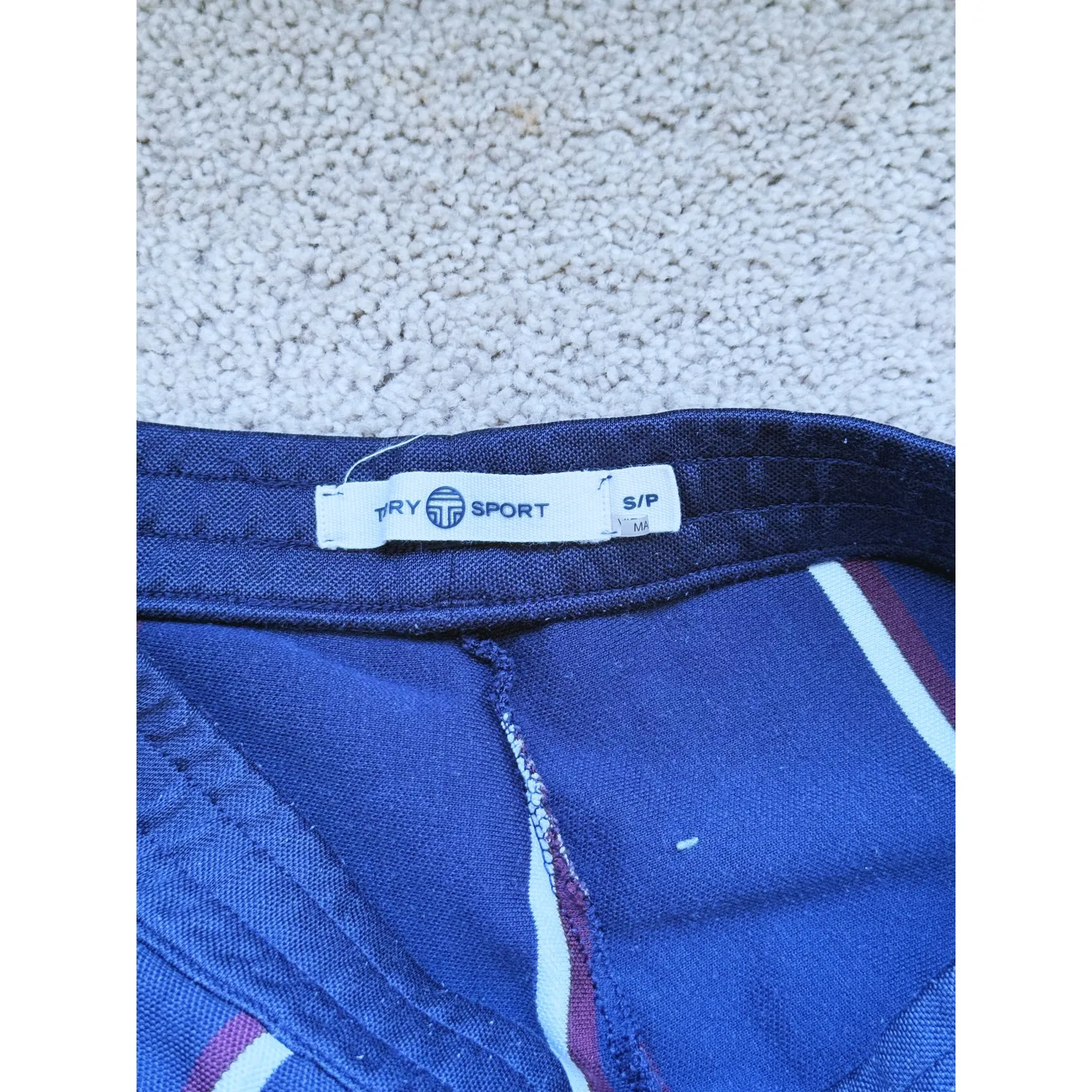 Tory Burch Sport Mini Double Stripe Wide Leg Trousers Pants Navy Small Blue Luxe - Image 7