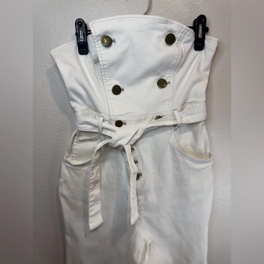 Marissa Webb‎ Women’s Strapless White Denim Jumpsuit Size 6 - Image 5