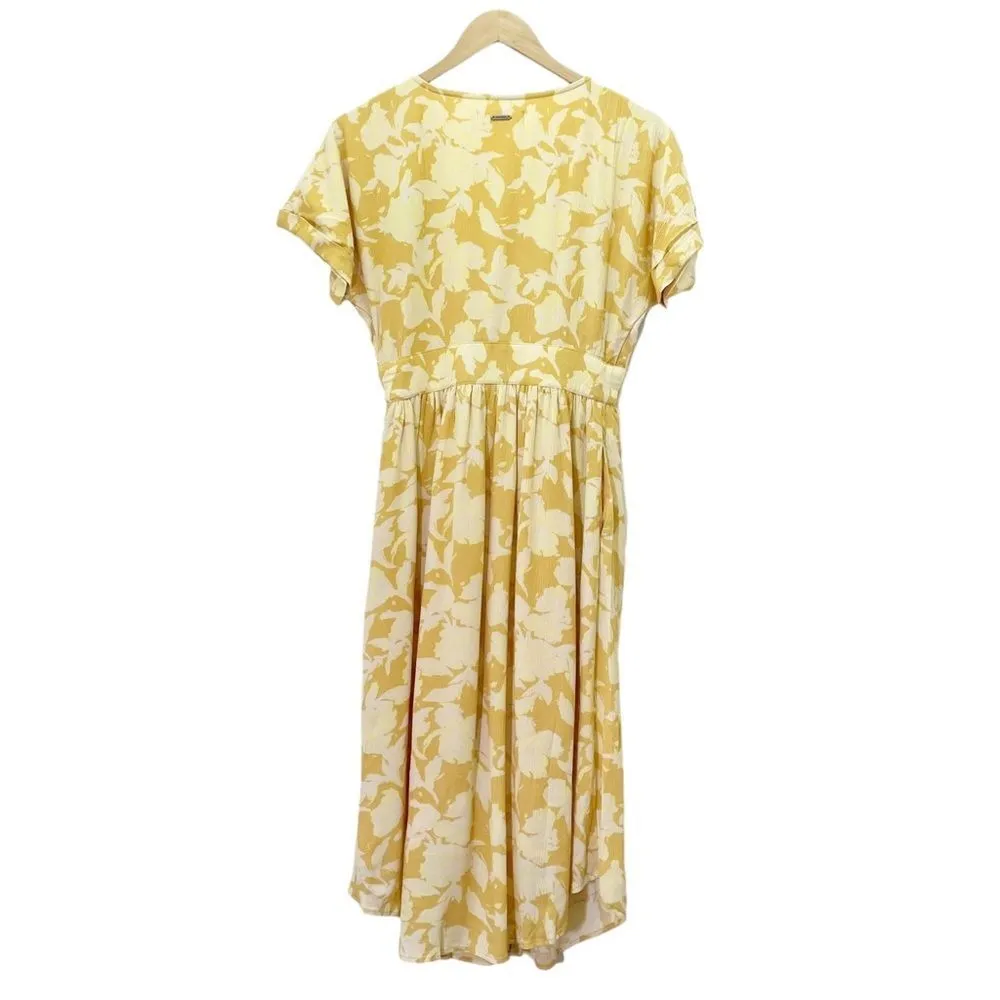 NWT The Normal Brand Ezra Crepe Deep V Button Thru Dress Yellow Size Small NEW - Image 3