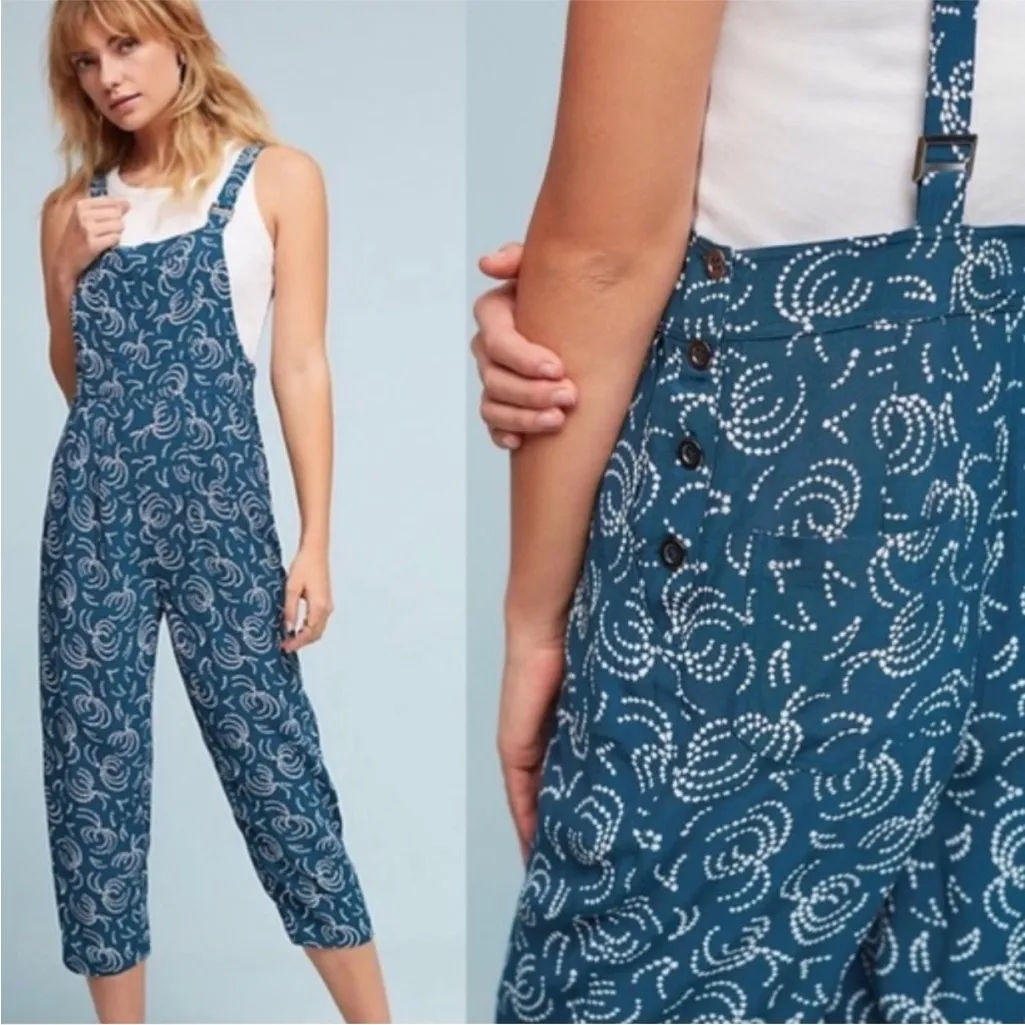 Maeve Tidal Jumpsuit Anthropologie Cropped Overalls Printed - Image 3