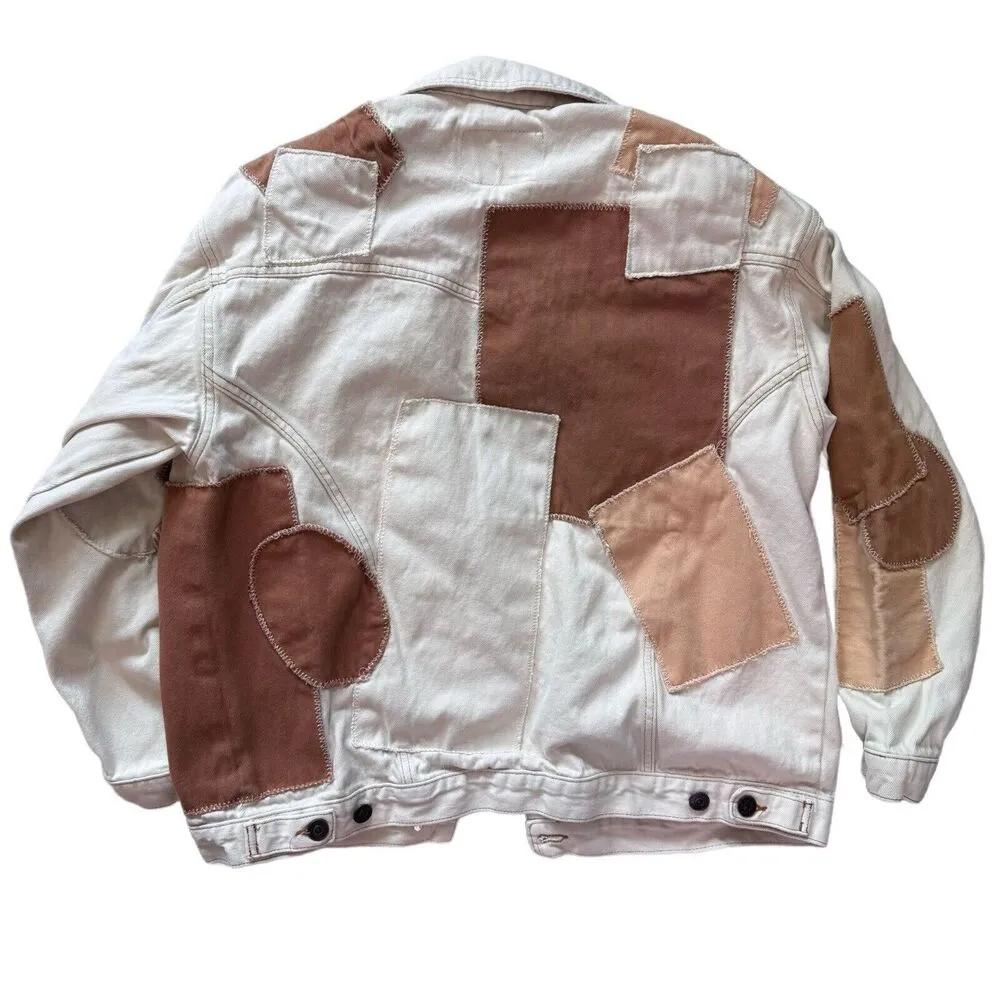 Urban Outfitters BDG Adult/Women’s Patchwork White Denim Jean Jacket L - Image 2