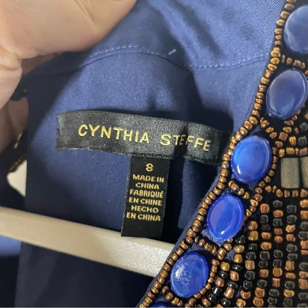 Cynthia Steffe Bead Embellished Neckline Tiered Dress Size 8 - Image 2