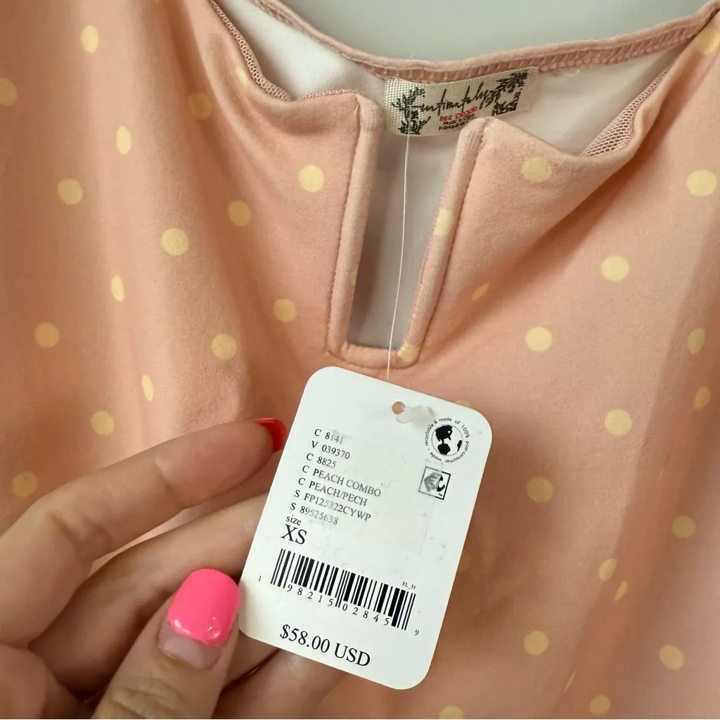 Free People Romance In Rome Polka Dot Bodysuit Peach Combo‎ XS - Image 6