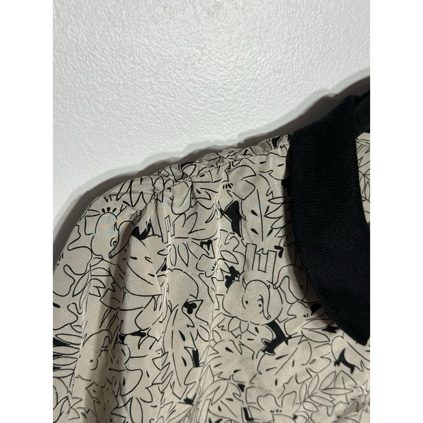 Vintage Russ Blouse Elephant Print Short Sleeve Button Up USA Made Small Petite - Image 7