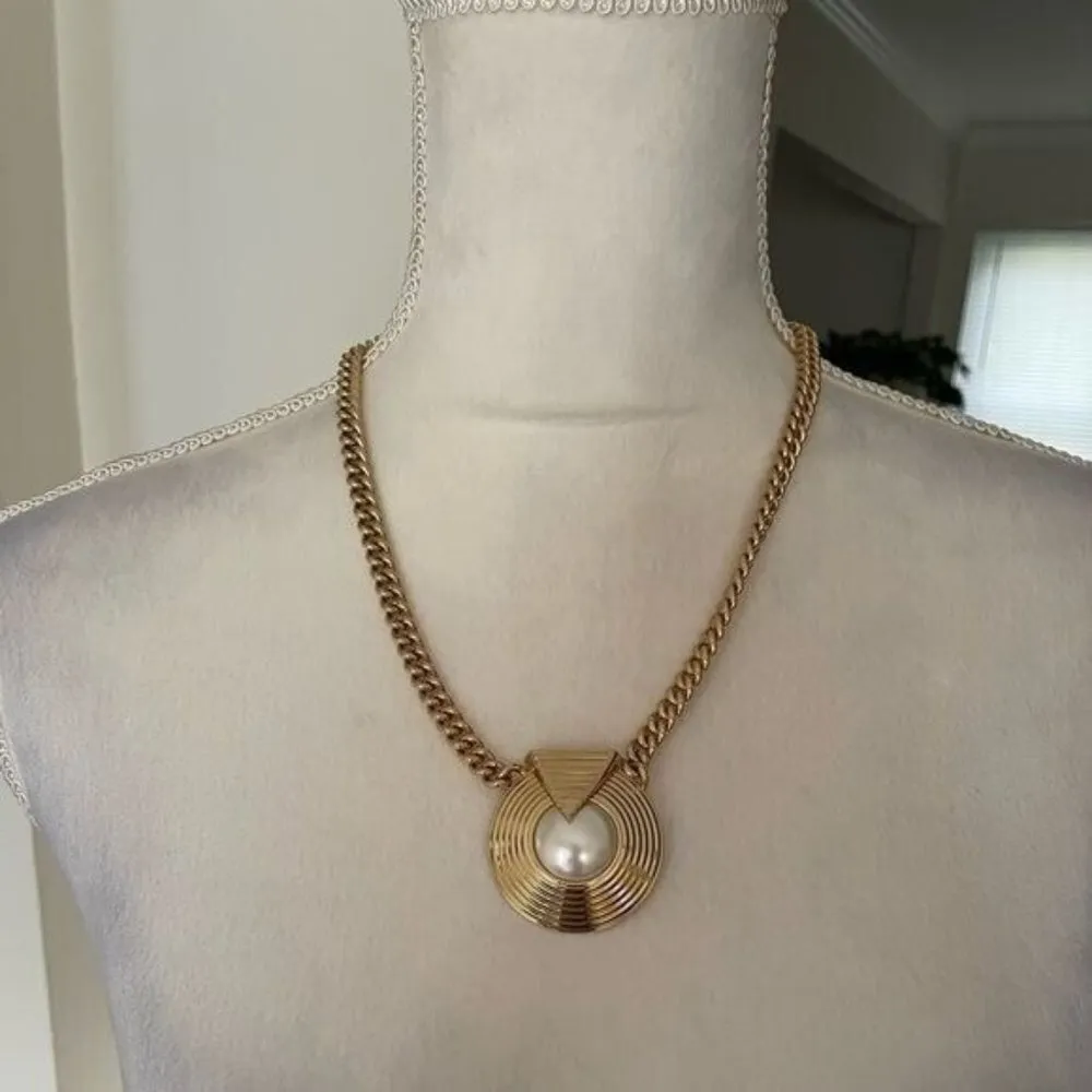 Vintage Park Lane Necklace Faux Pearl Pendant - Image 4