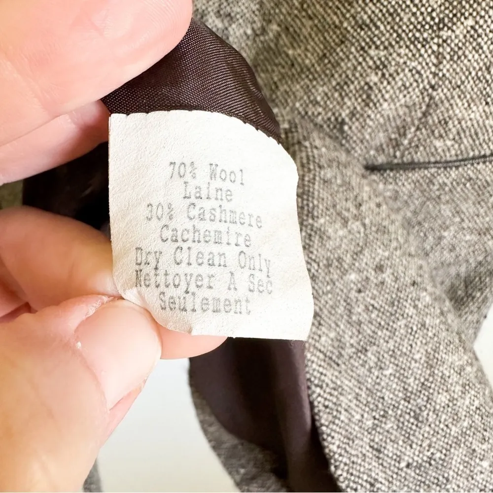 Lafayette 148 New York Gray Tweed Wool Cashmere Blazer sz 12 - Image 6