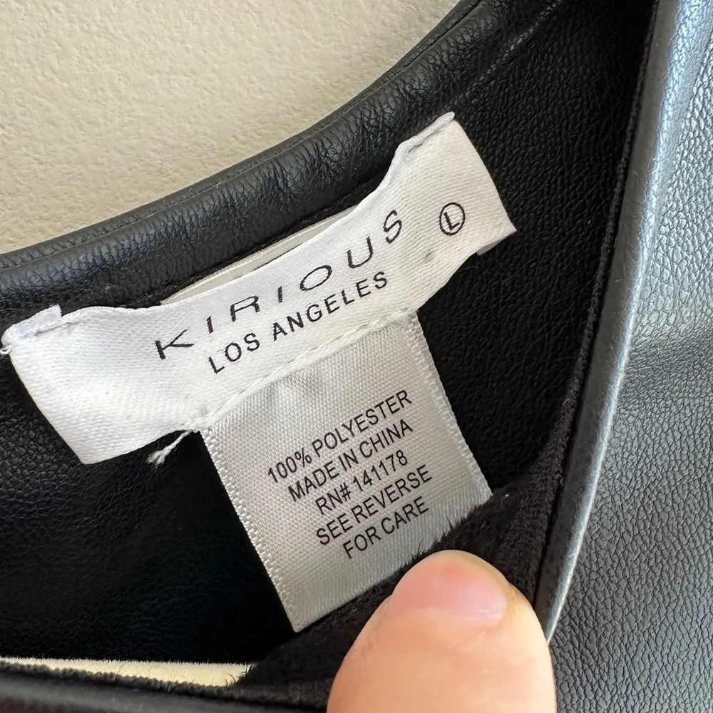 Kirious Faux Vegan Leather Cropped Tank Top, Black Tank, Women’s Size Large - Image 9