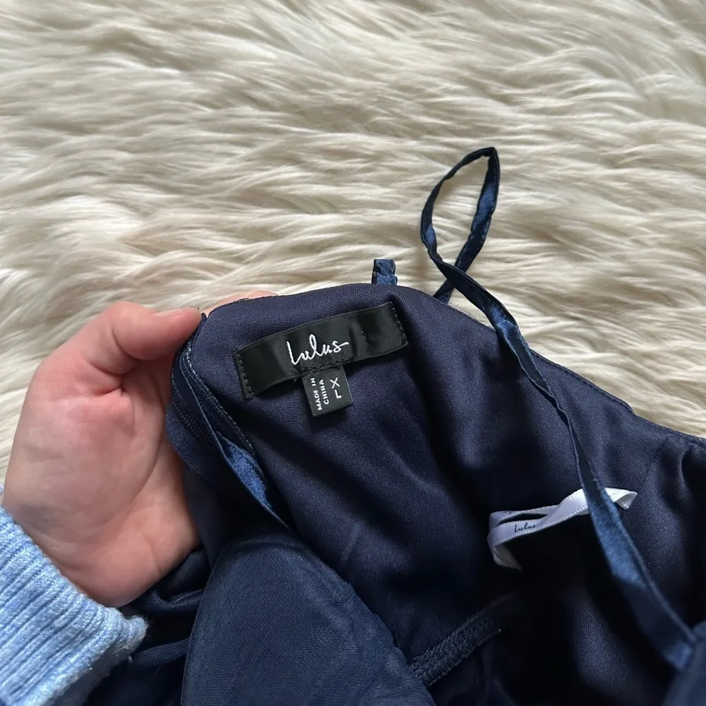 LULU’S Unforgettable Poise Navy Blue Tulle Bustier Tiered Maxi Dress - Image 7