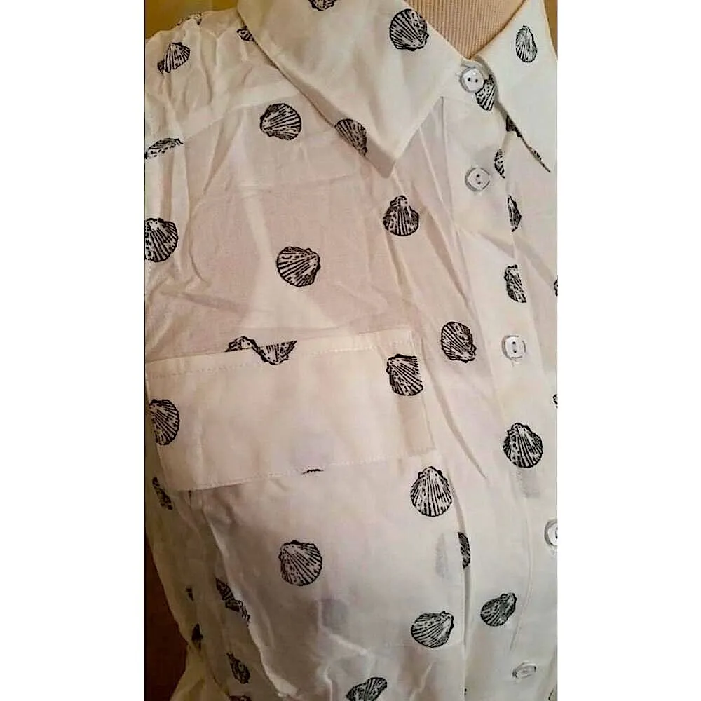 White Shirt Dress with Nautical Beach Seashell Print by Kensie from Modcloth - Image 4