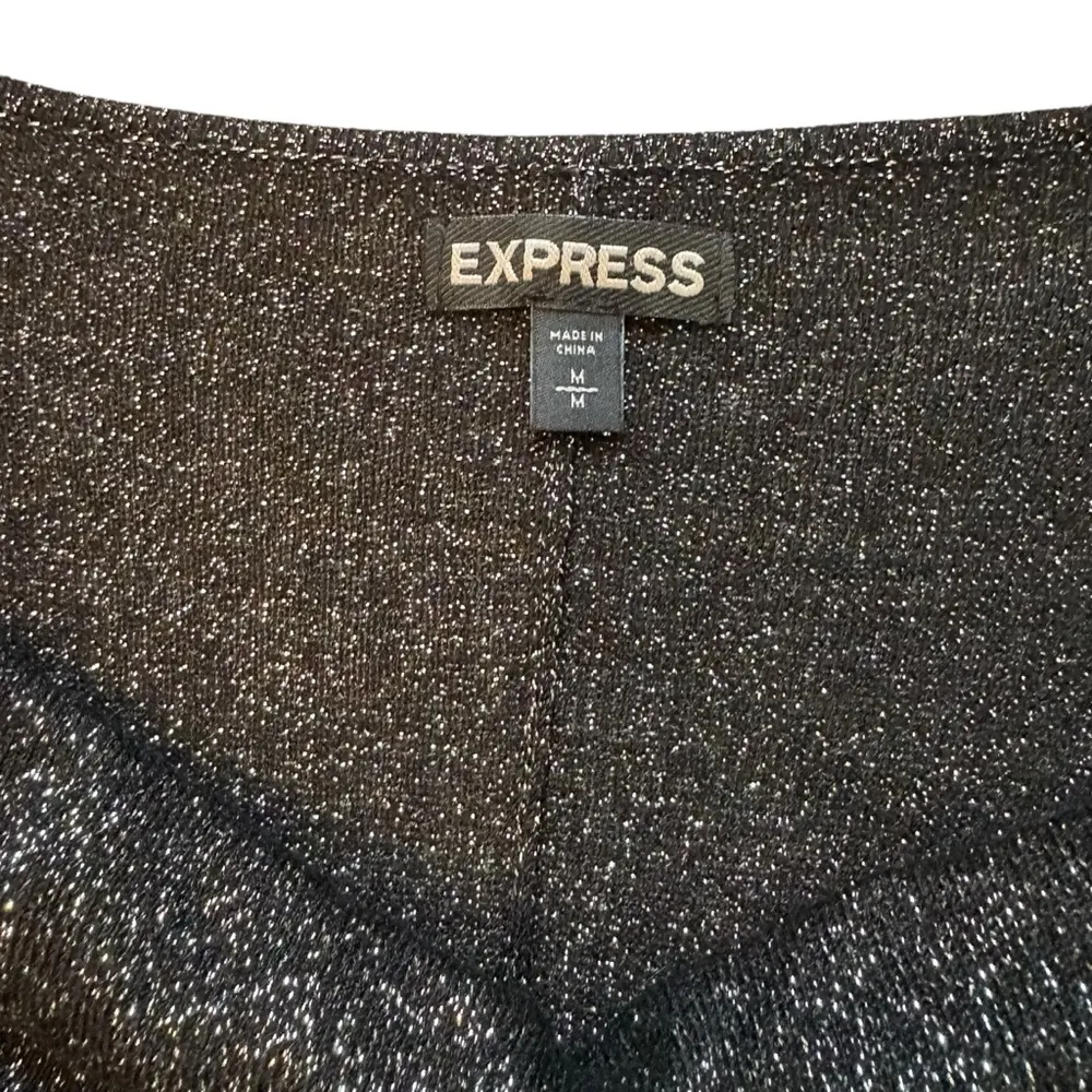 Express Y2K Shimmer Draped Neck Blouson Dress with fitted Skirt, Sz M - Image 11