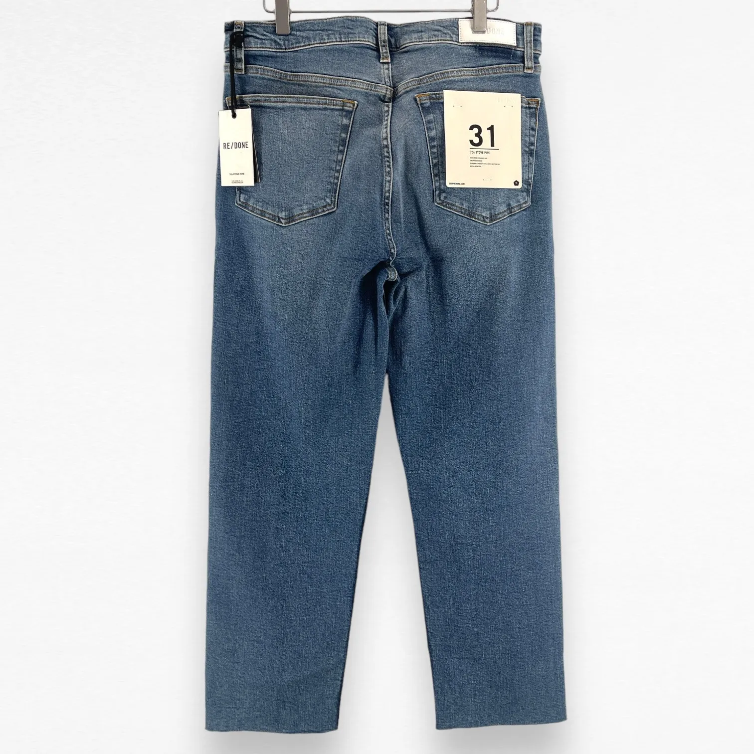 Re/Done Women's Size 31 Stove Pipe 70s Jeans Indigo Storm Blue Straight Leg NWT - Image 2