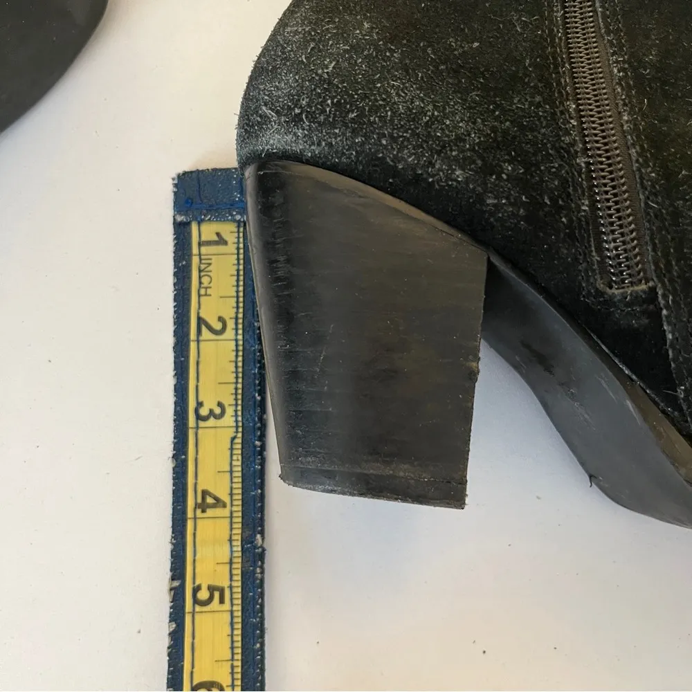 Van Velze & Smith Cullinan Leather Suede Distressed Heeled Ankle Boots Black 7 - Image 9