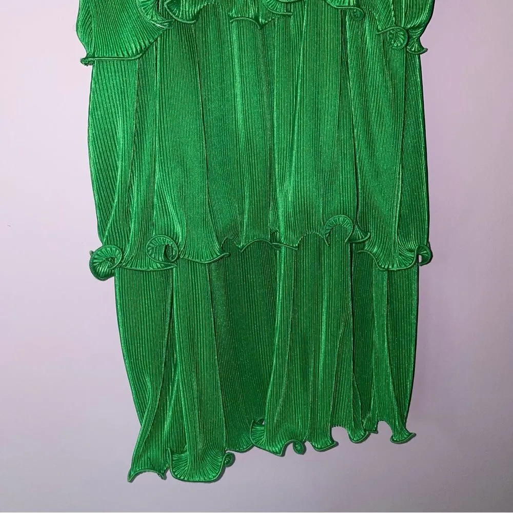 Better Be S Mini Dress Kelly Green Tiered Lettuce Cocktail Sundress - Image 3