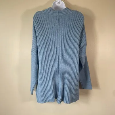J. Jill Pure Size Large Petite Cardigan Blue Stone Drop Shoulder Ribbed Sweater - Image 2