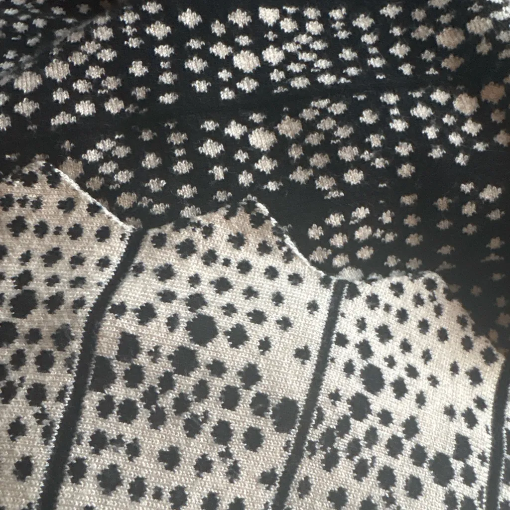 Taylor Black & Cream Jacquard Sweater Dress – Fit & Flare – Scalloped Hem Small - Image 7