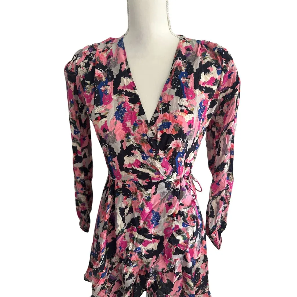IRO Women's Pink Floral Wrap Dress Size 34 US XS - Image 3