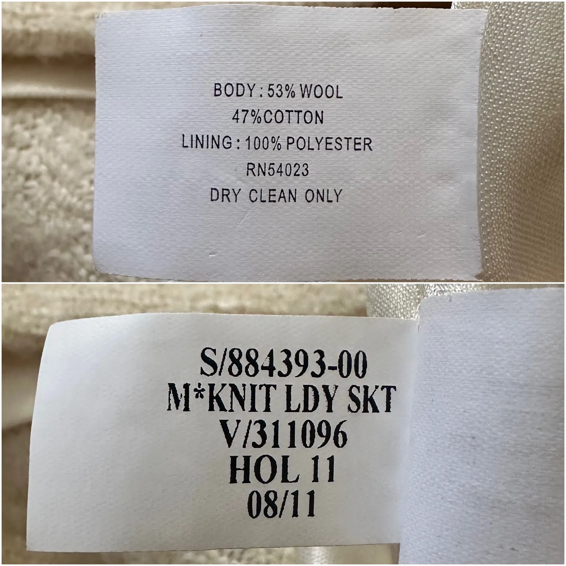 Banana Republic Skirt Pencil Straight Knit Above The Knee Wool Blend Cream Sz 0 - Image 9