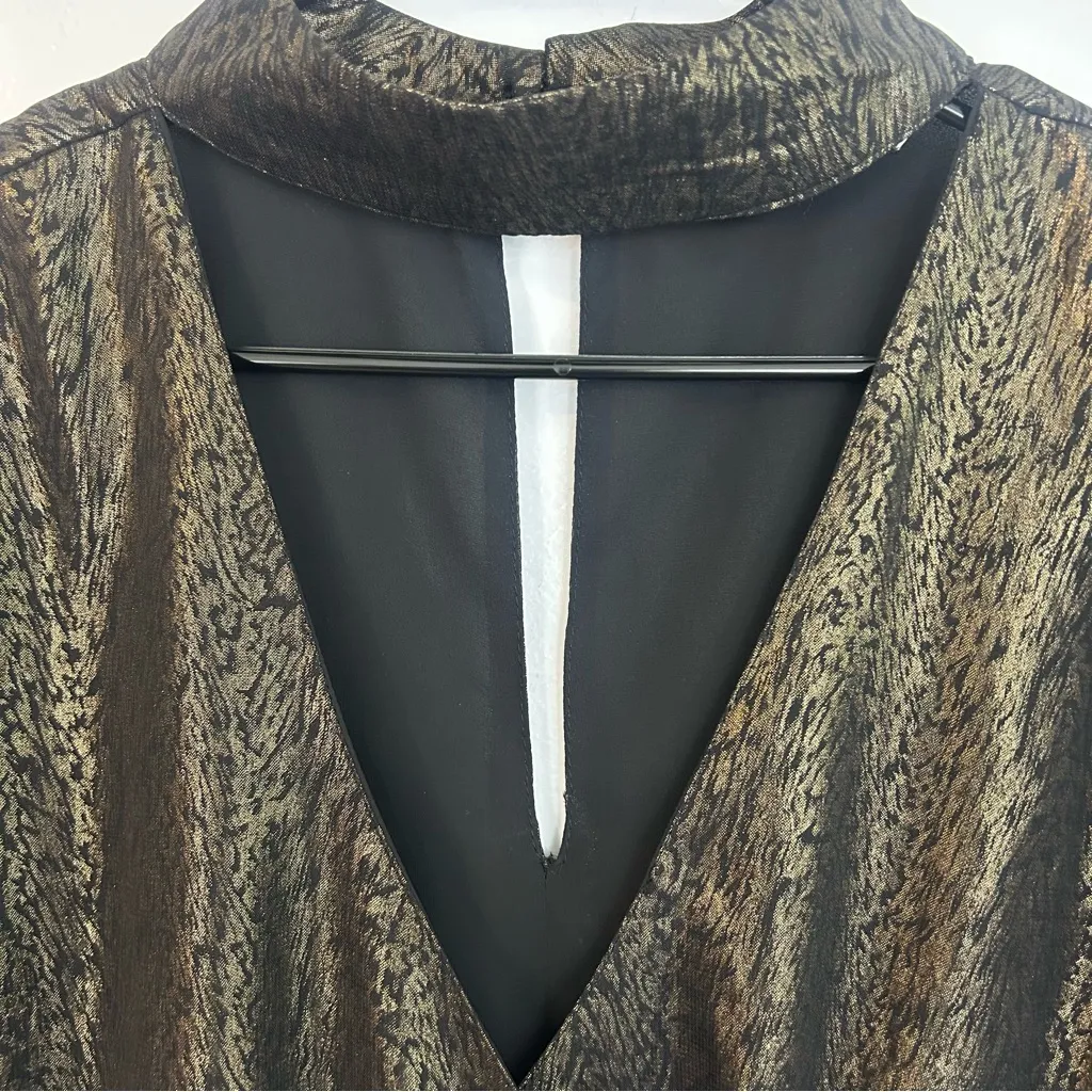 Walter Baker Faulk Puff  Bronze Metallic Ruched Peplum Top Size - Image 13