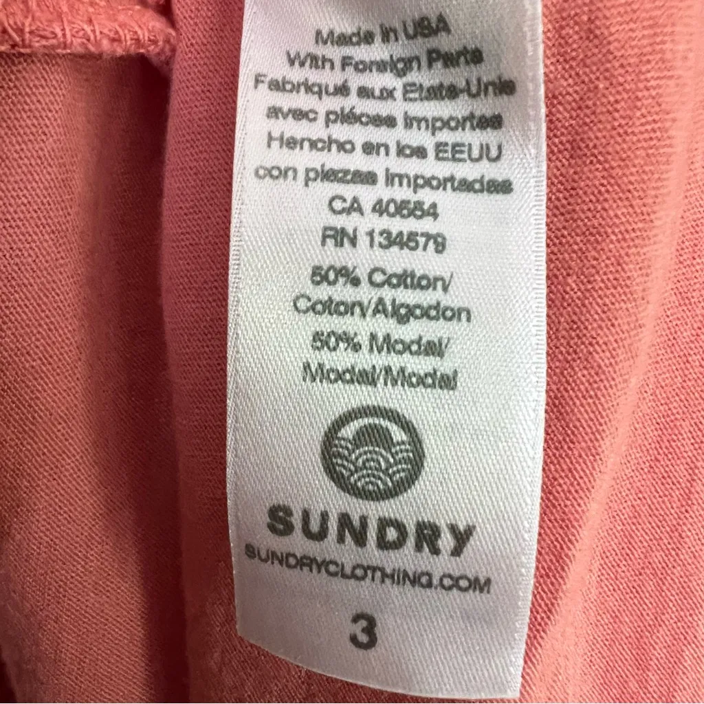 SUNDRY x EVEREVE Malibu Maxi Dress Tiered Sleeveless Jersey Sz 3 US Large Coral - Image 7