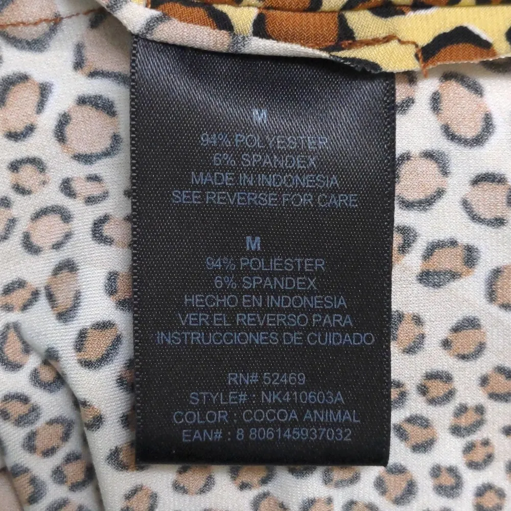 Norma Kamali Women Faux Wrap Dress Brown Leopard Print Ruched Midi Long Sleeve M - Image 8