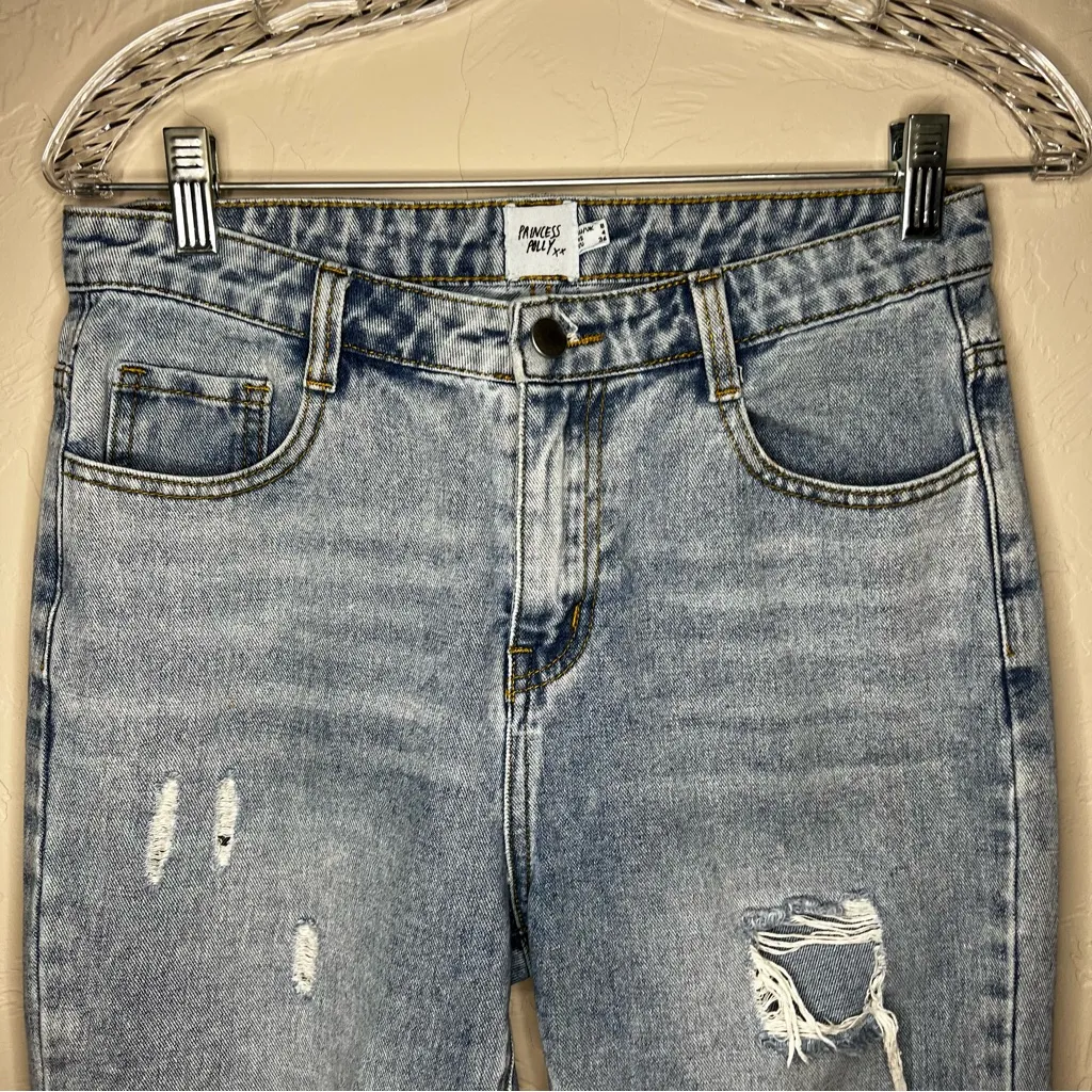 Princess Polly‎ Behati Distressed Raw Hem High Rise Straight Leg Denim Jeans - Image 4