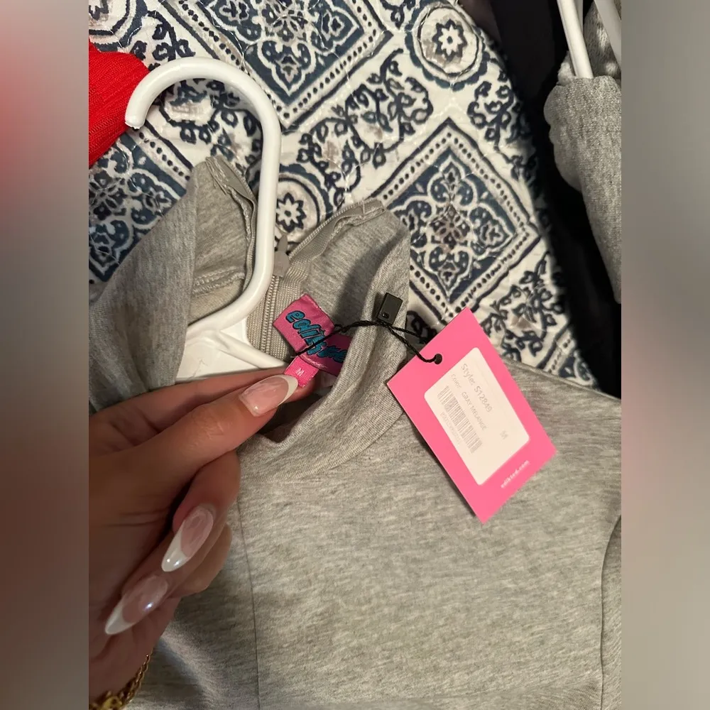 Edikted Liliana Long Sleeve Romper Playsuit Grey - Image 9