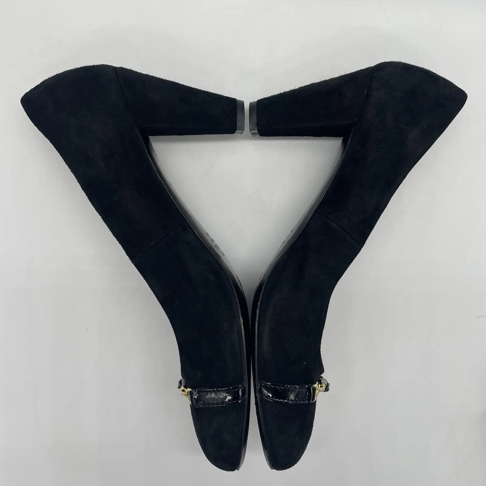 AGL Attilio Giusti Leombruni Womens 40 (US 9.5) Pumps Heels Black Suede Horsebit - Image 4