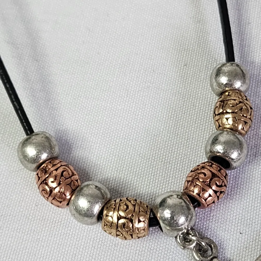 Silver Dragonfly Pendant Black Leather Cord Necklace Earrings Set New Gold - Image 3