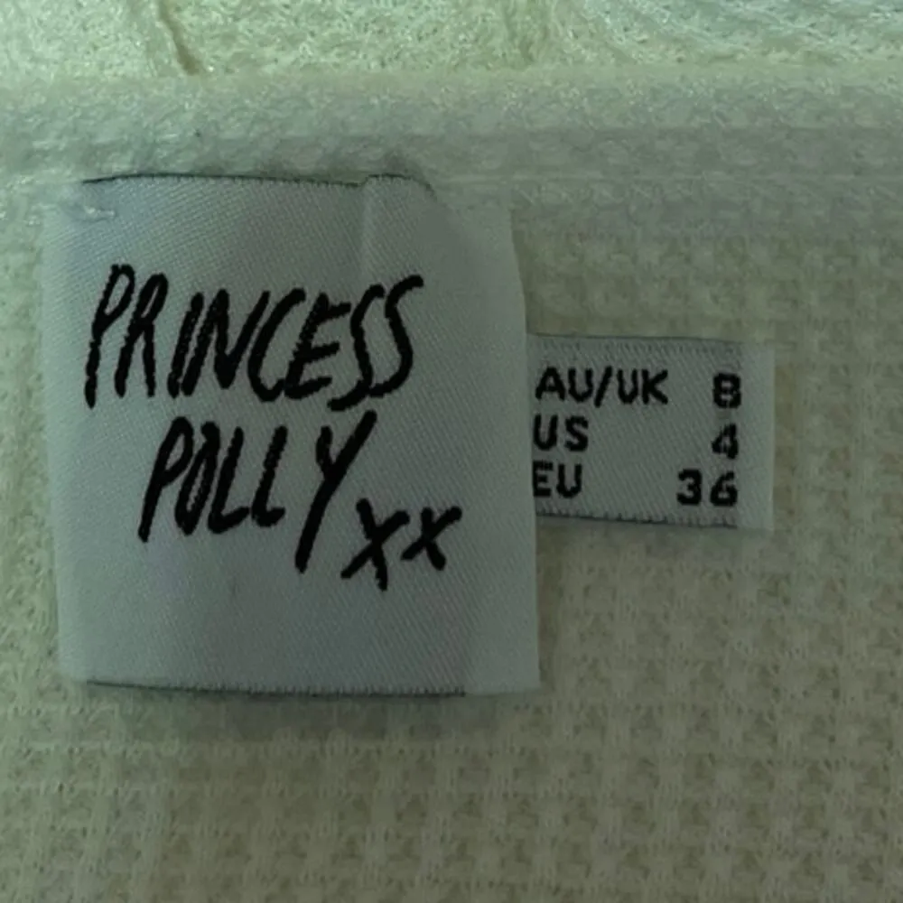 Princess Polly White Waffle Knit Long Sleeve Henley Crop Shirt Sweater Top Sz 4 - Image 3