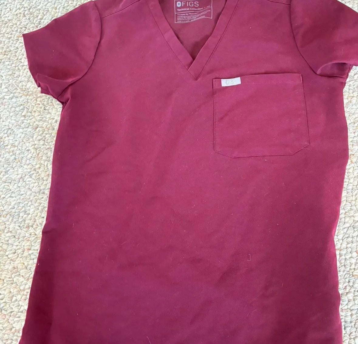 Burgundy Top And Straight Leg Bottom Scrub Set XS - Image 2