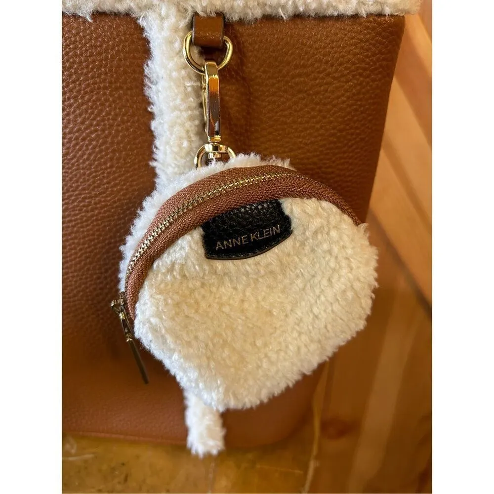 ANNE Klein Women Camel color Faux leather Faux Shearing Small Totes Bag handbag - Image 2