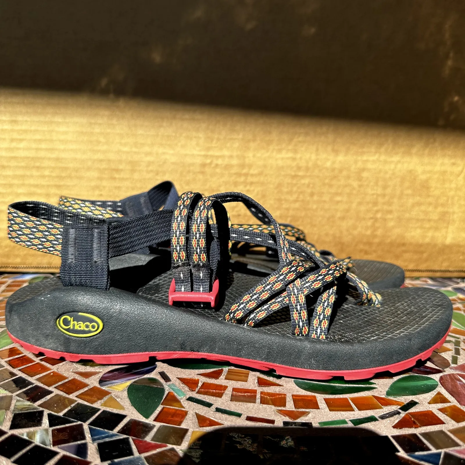 Chaco ZX/2 Sandals Waterproof Adjustable Toe Loop Chacogrip Black Red 10 - Image 2
