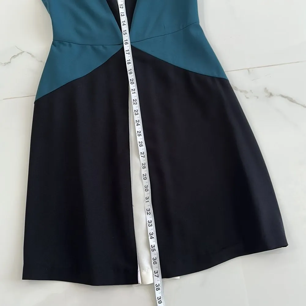 Women's Black White Blue Crew Neck Short Sleeve Midi Dress Sz Small - Image 10