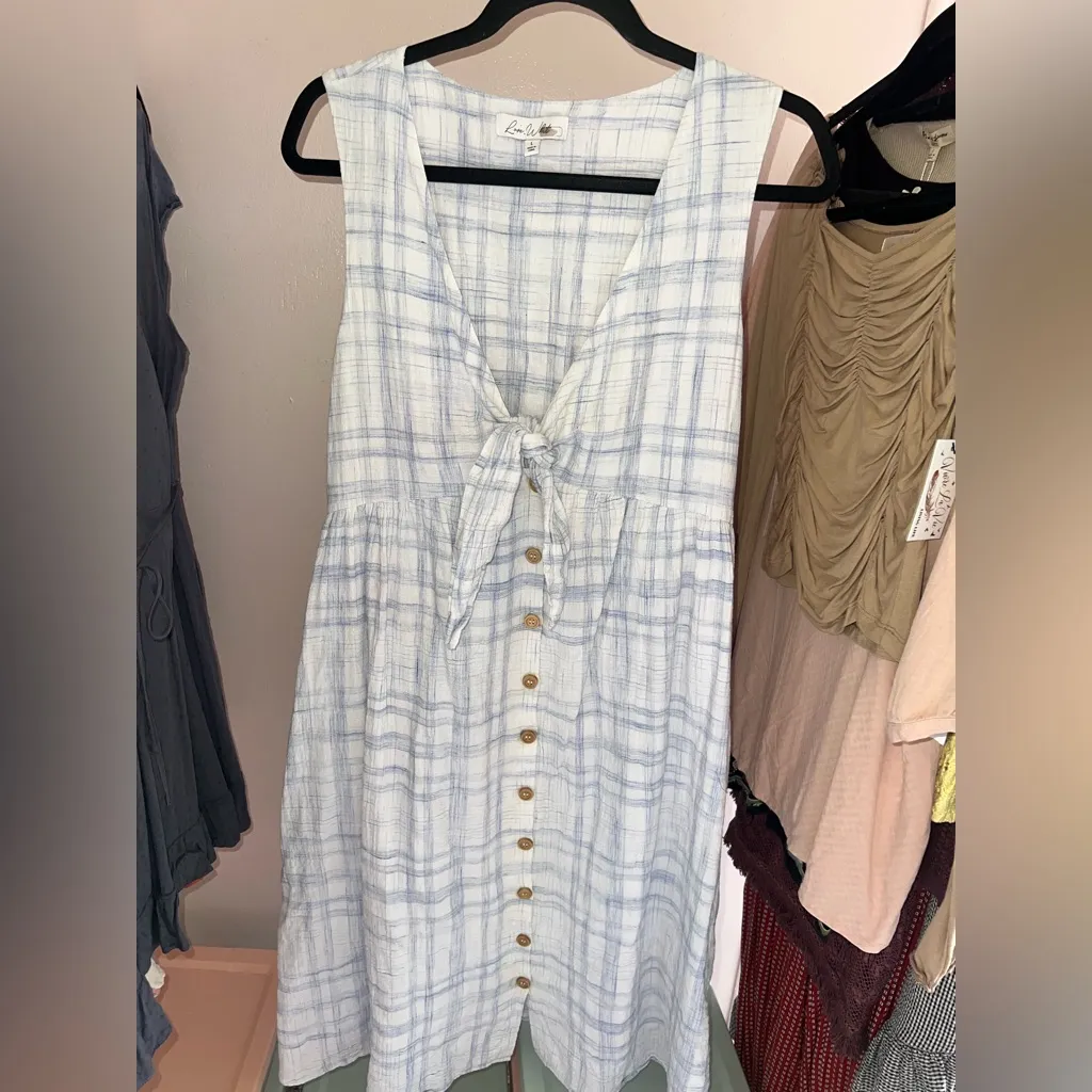 Love, Whit Light Blue Plaid Sundress Size L - Image 5