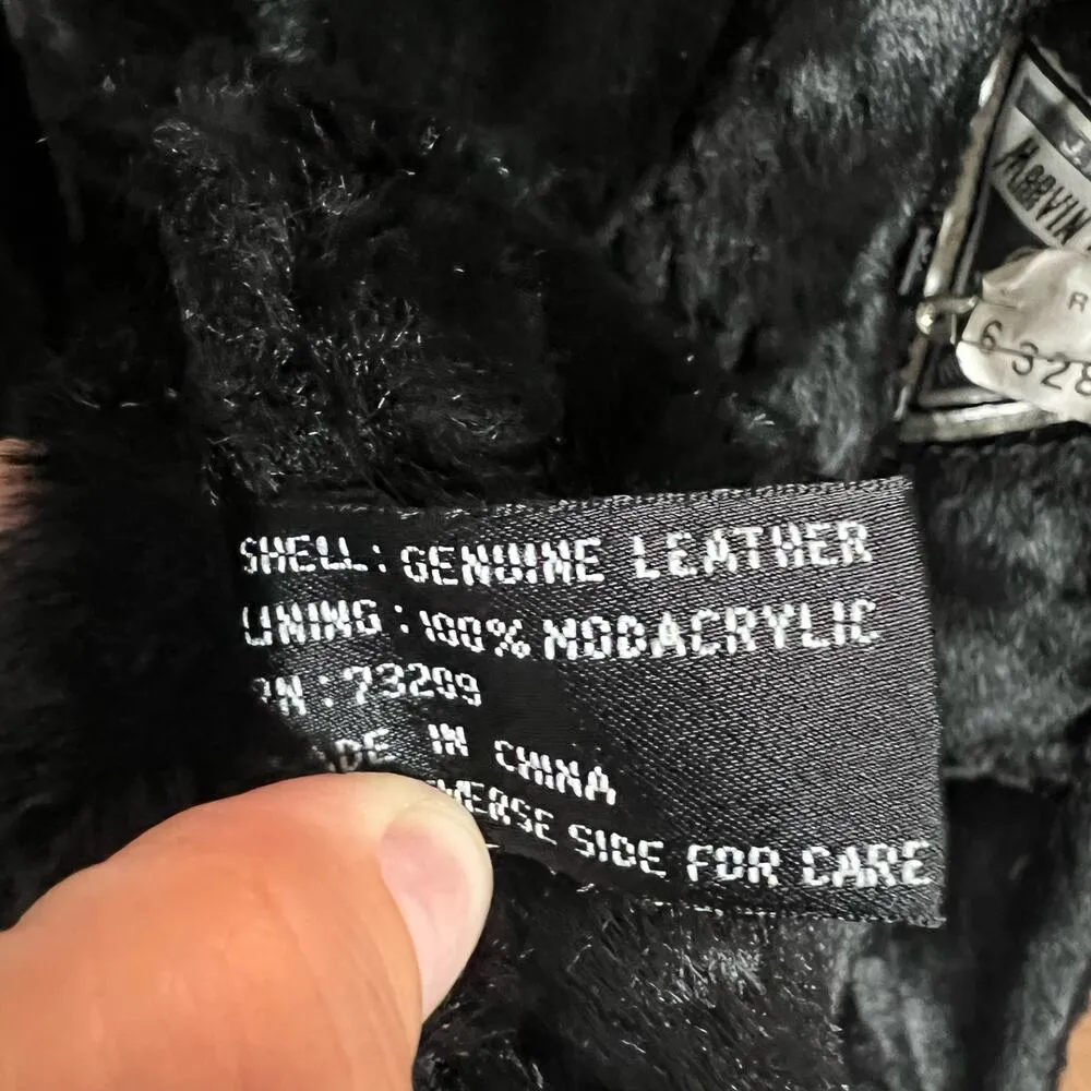 Vintage Marvin Richards Suede Leather Faux Black Long Shearling Coat Size M - Image 9