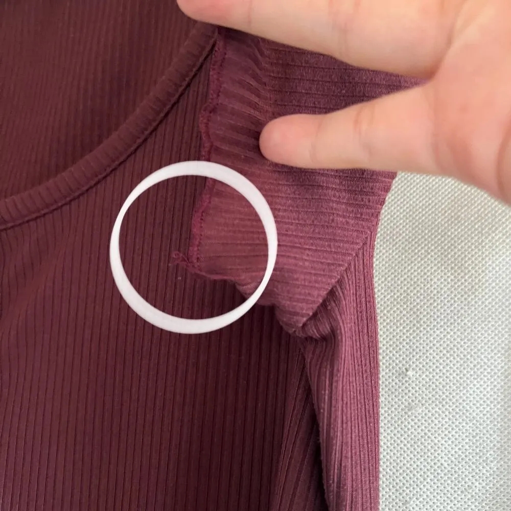 Pink Rose LARGE Burgundy Red Crop Top Shirt Short Sleeve Henley - Image 5