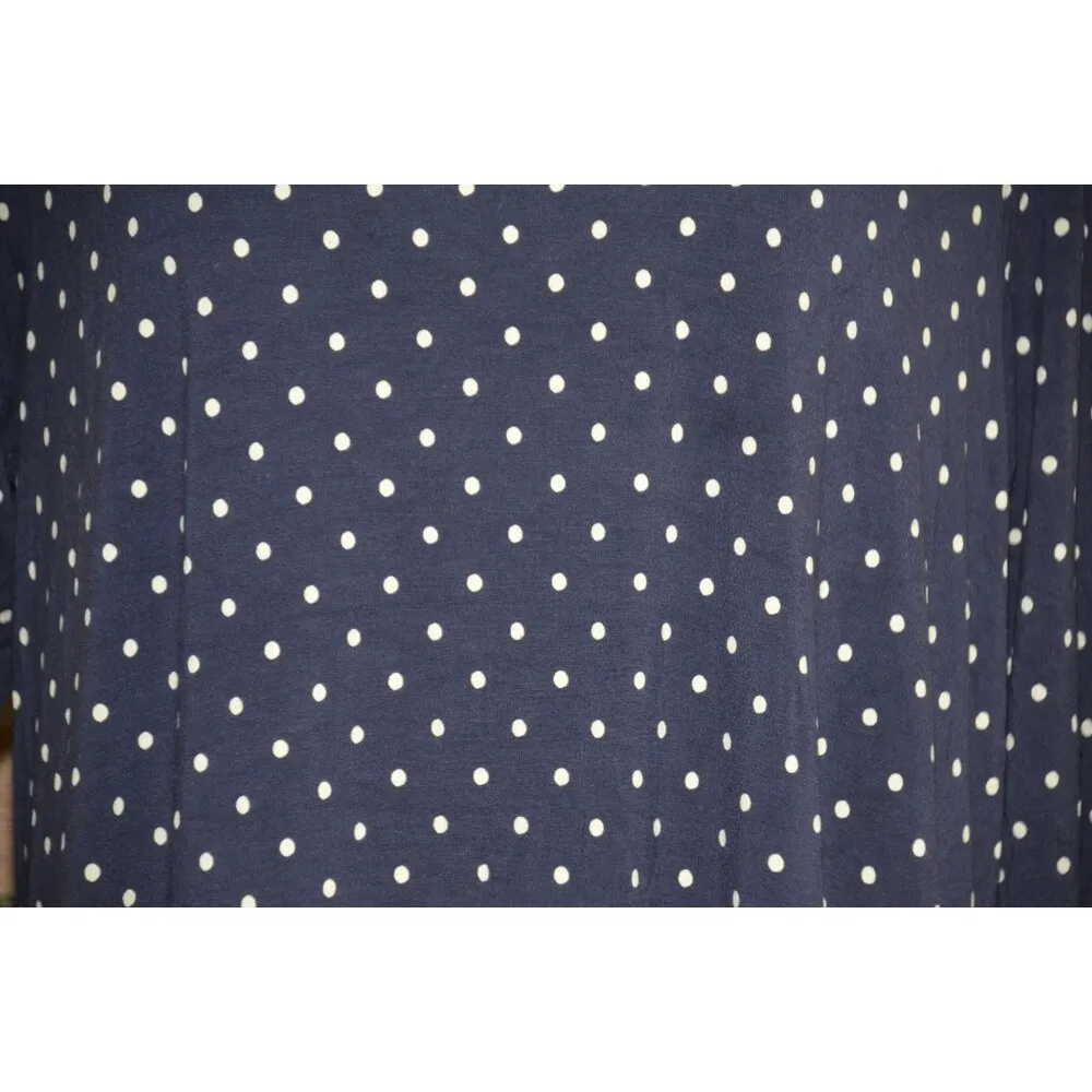 Old Navy XL Women Swing Dress Navy Blue Knit Polka Dot Stretch Casual Preppy - Image 3