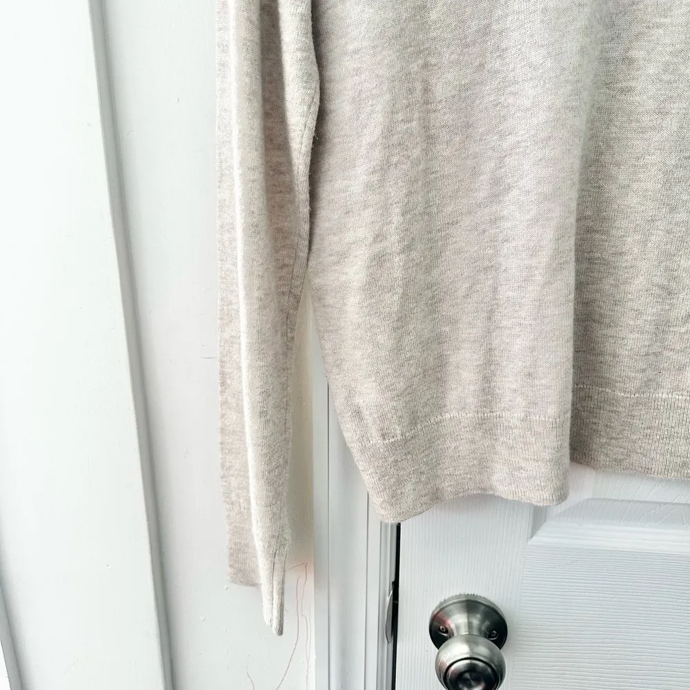 Theory Wool Blend Oatmeal Beige Aria Knit Hooded Pullover Sweater Large - Image 14