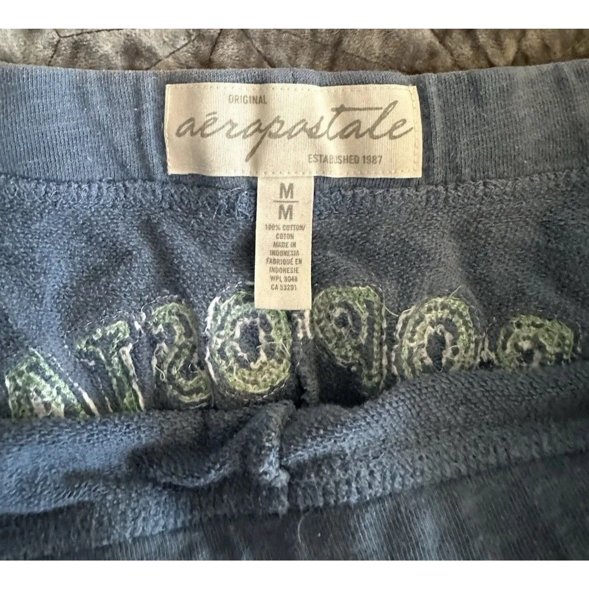 Vintage Y2K Aeropostale Baggy Sweat Shorts Medium‎ Blue Lounge Embroidered - Image 4