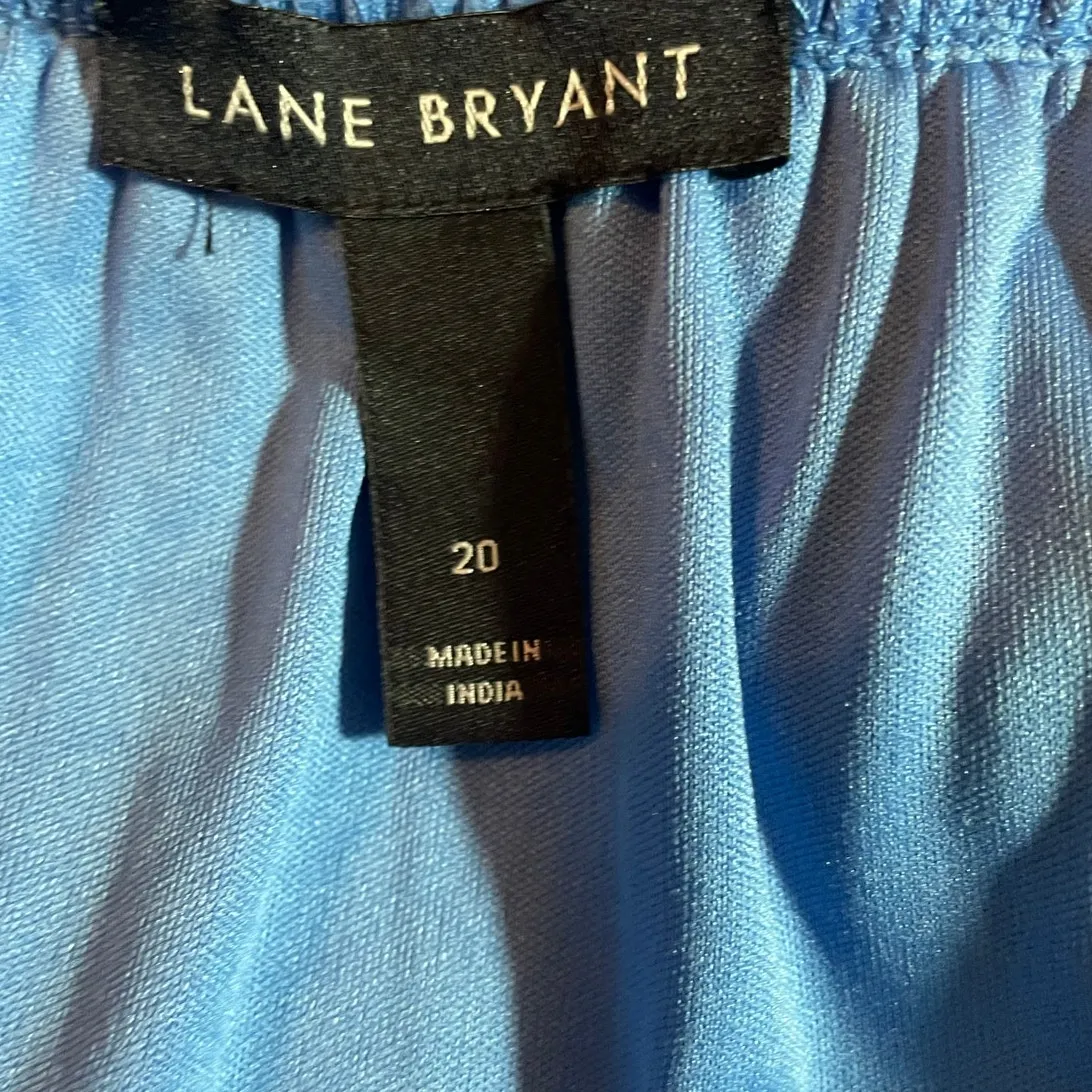 Lane Bryant Women Top 20‎ Blue Eyelet Trim Square Neck Gauzy Cottagecore Cowgirl - Image 2