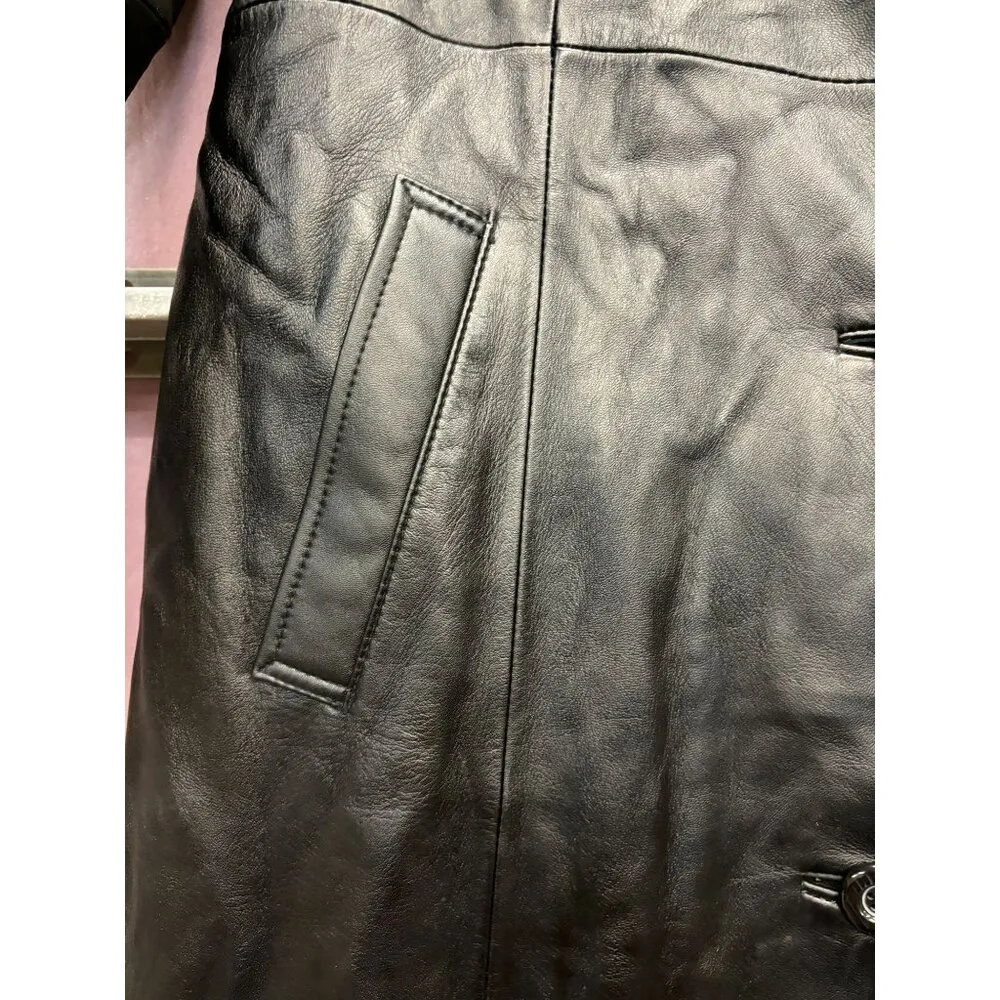 Modern Essentials Leather Jacket Coat Black M Mid Length Size M - Image 4