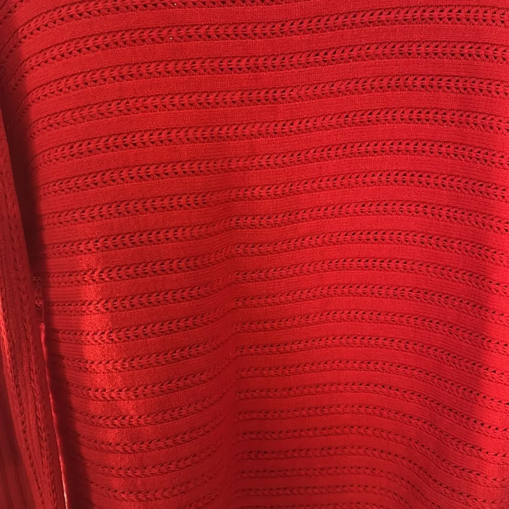 ZESICA LONG
SLEEVE CREW NECK
CABLE KNIT LOOSE
PULLOVER SWEATER Red Size L - Image 2