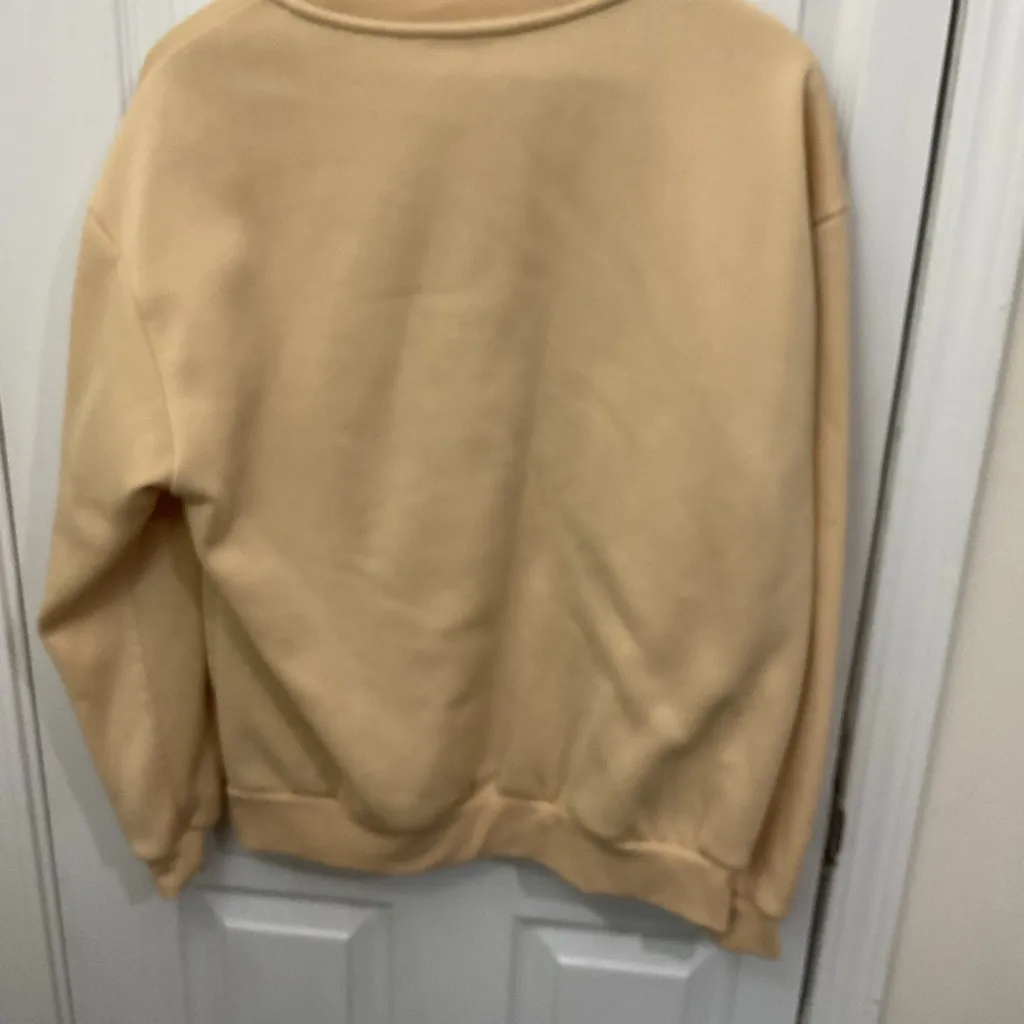 Festive Beige Sweatshirt with Colorful Tree Design Size M - Image 2