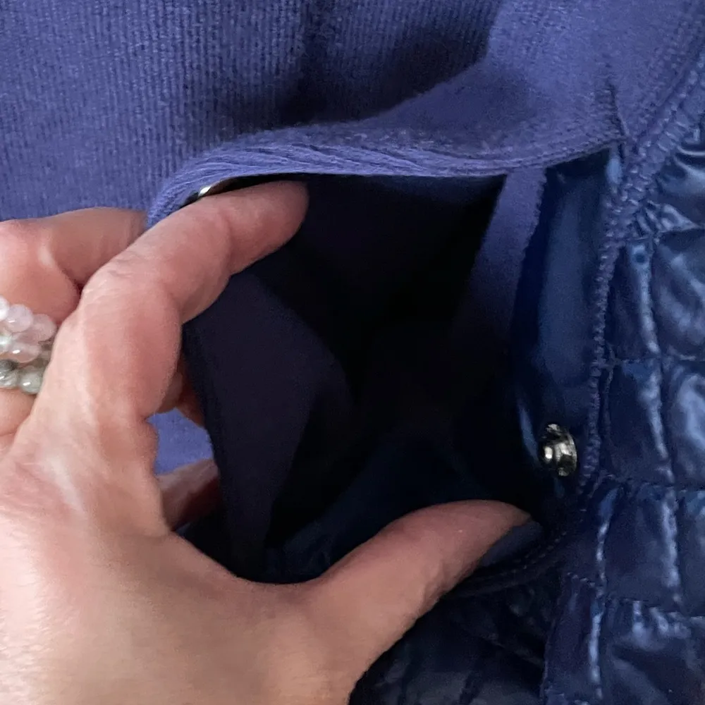 Blue Aruba Half Snap Quilted Pullover Sweatshirt With Floral Collar - Image 6