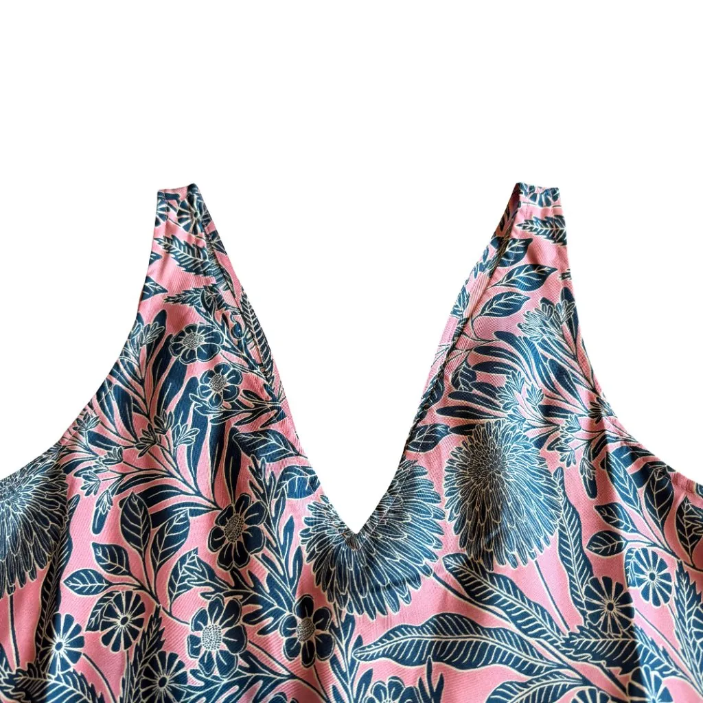 J. Crew x Abigail Borg Pink Floral Tropical Print 100% Silk Shirt Top Size 4 - Image 7